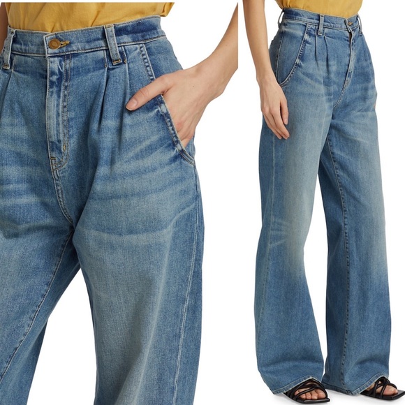 Nili Lotan The Flora Wide Leg Denim Trouser Jean in Faded Wash Sz 30 - Picture 6 of 8